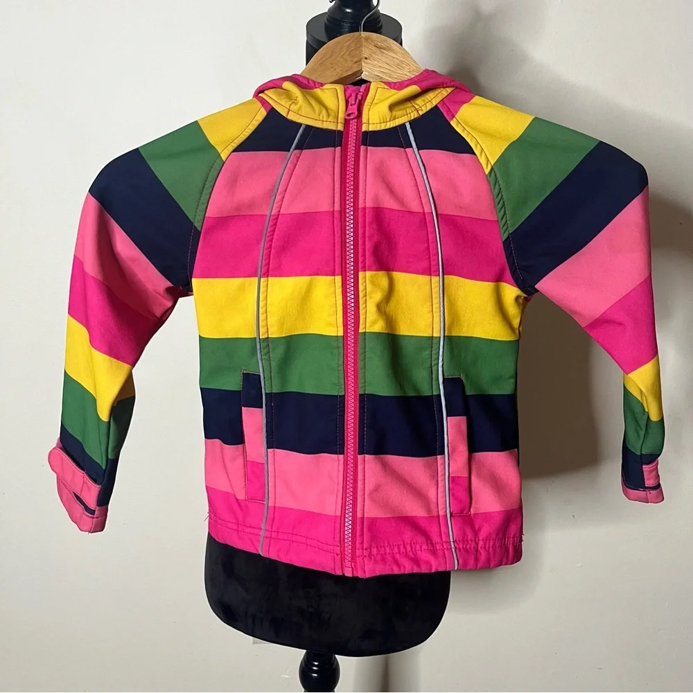 M2C Girls Sz 4T Rainbow‎ Striped Fleece Lined Hooded Windbreaker Jacket